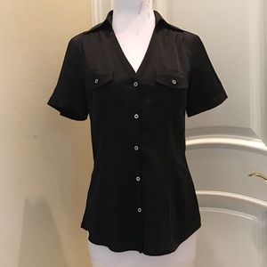 WhiteHouse\Black Market black satin career blouse